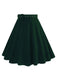 1950s Solid Pleated Button Belted Skirt