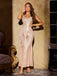 Beige 1920s V-Neck Sequined Backless Fishtail Dress