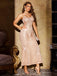 Beige 1920s V-Neck Sequined Backless Fishtail Dress