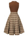 [Pre-Sale] Brown 1950s Plaids Lapel Patchwork Dress