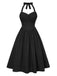 [Pre-Sale] Black 1950s Solid Halter Pleated Dress