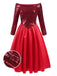 [Pre-Sale] Deep Red 1950s Off-Shoulder Sequined Dress