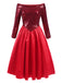 [Pre-Sale] Deep Red 1950s Off-Shoulder Sequined Dress