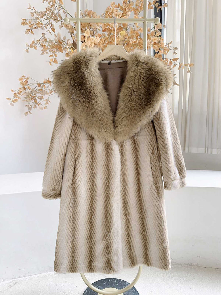 Brown 1950s Far Collar Faux Fur Coat