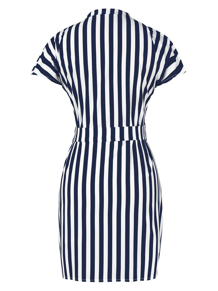 1960s Cap Sleeve Vertical Stripe Pencil Dress