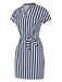 1960s Cap Sleeve Vertical Stripe Pencil Dress