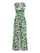 Green 1960s V-Neck Geometric Patterns Jumpsuit