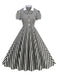 1950s Peter Pan Collar Black & White Stripes Dress