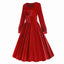 1950s Solid Square Neck Velvet Dress