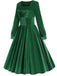 1950s Solid Square Neck Velvet Dress