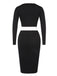 Black 1960s Solid Colorblock Wrap Dress