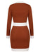 Caramel Colour 1960s Straps Contrast Color Knitted Suit