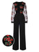 Black 1970s Embroidered Floral Jumpsuit