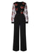 Black 1970s Embroidered Floral Jumpsuit