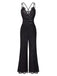 Black 1970s Lace V-Neck Spaghetti Straps Jumpsuit