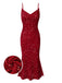 1930s V-Neck Suspender Sequined Fishtail Dress