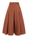 [Pre-Sale] Brown 1940s Solid A-Line Pleated Skirt