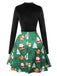 Black 1950s Christmas Stand Collar Velvet Dress