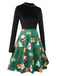 Black 1950s Christmas Stand Collar Velvet Dress