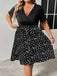 [Plus Size] 1950s Irregular Dots V-Neck Belt Dress