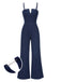 Blue 1970s Spaghetti Strap Cotton Denim Jumpsuit