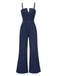 Blue 1970s Spaghetti Strap Cotton Denim Jumpsuit