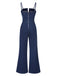 Blue 1970s Spaghetti Strap Cotton Denim Jumpsuit