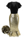 [Pre-Sale] 1930s V-Neck Velvet Sequins Ruffle Mermaid Dress