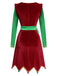 [Pre-Sale] Red 1960s Christmas Wave Hem Contrast Dress