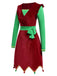 [Pre-Sale] Red 1960s Christmas Wave Hem Contrast Dress