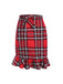 [Pre-Sale] Red 1970s Tartan Plaids Bow Ruffles Skirt