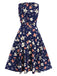 Deep Blue 1940s Floral Sleeveless Dress