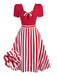 [Pre-Sale] Red 1950s Striped Bow Dress