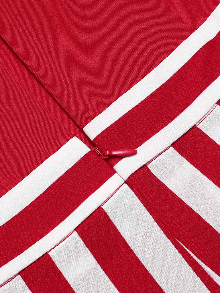 [Pre-Sale] Red 1950s Striped Bow Dress