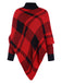 1950s Mock Neck Plaid Knit Poncho Sweater