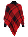 1950s Mock Neck Plaid Knit Poncho Sweater