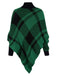 1950s Mock Neck Plaid Knit Poncho Sweater