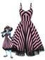 [Pre-Sale] Black&Pink 1950s Striped Fluorescent Black Lace Dress