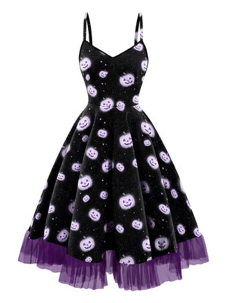 [Pre-Sale] Deep Purple 1950s Striped Fluorescent Green Lace Dress