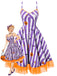 [Pre-Sale] Deep Purple 1950s Striped Fluorescent Green Lace Dress