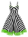 [Pre-Sale] [Plus Size] Black&White 1950s Striped Fluorescent Green Lace Dress