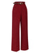 Deep Red 1950s Stripes Wide Leg Belted Pants