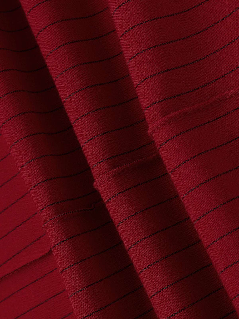 [Pre-Sale] Deep Red 1950s Stripes Wide Leg Belted Pants