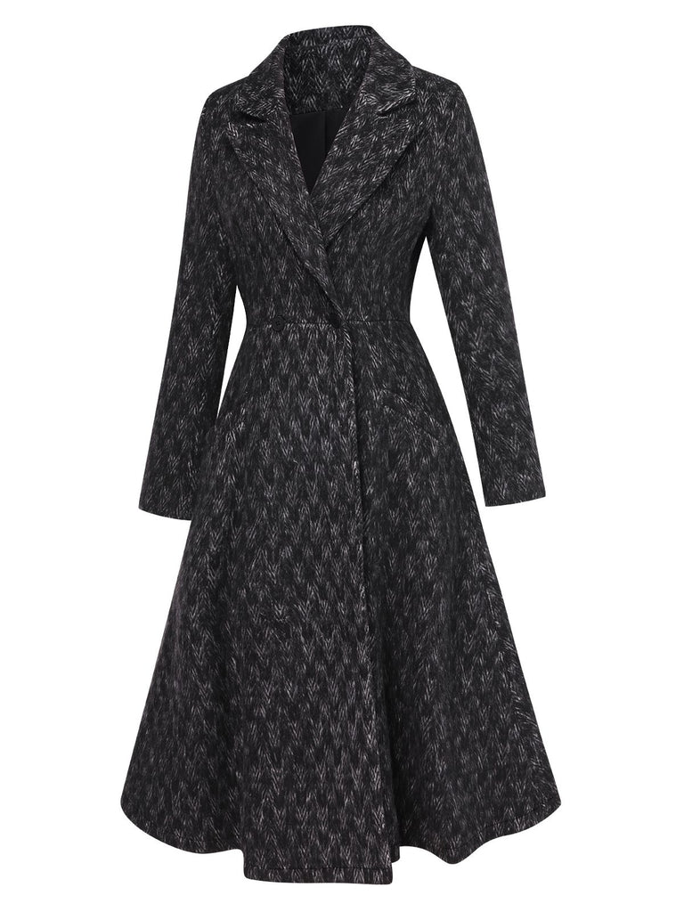 [Pre-Sale] Black And Grey 1950s Floral Brushed Coat