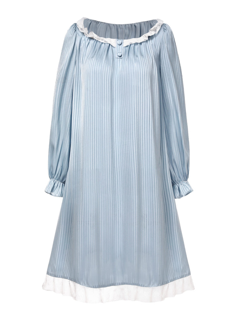 [Pre-Sale] Light Blue 1970s Lace Ruffle Sleepwear