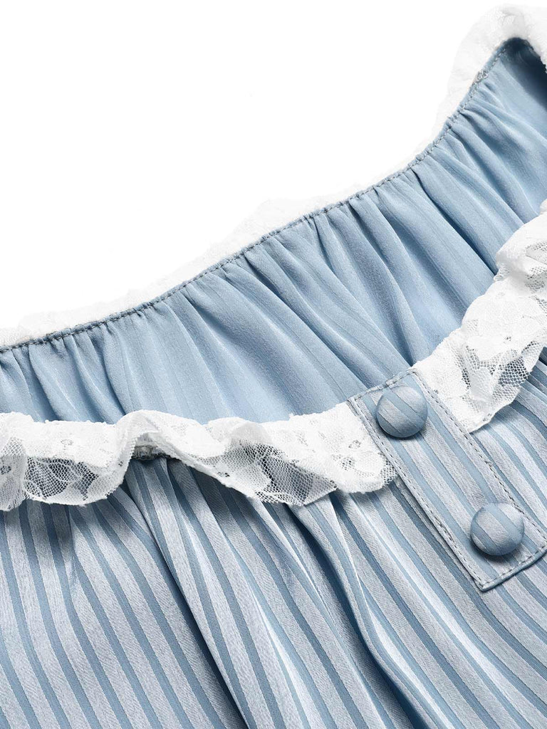 [Pre-Sale] Light Blue 1970s Lace Ruffle Sleepwear