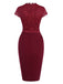 Wine Red 1960s Lace Patchwork Pencil Dress