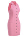 1960s Solid Button Pocket Lapel Pencil Dress