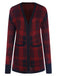 Red 1950s Pockets Plaid Knitted Cardigan