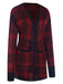 Red 1950s Pockets Plaid Knitted Cardigan